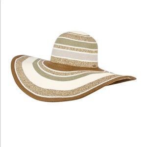 Striped Paper Straw Wide Brim Floppy Hat Angela & William